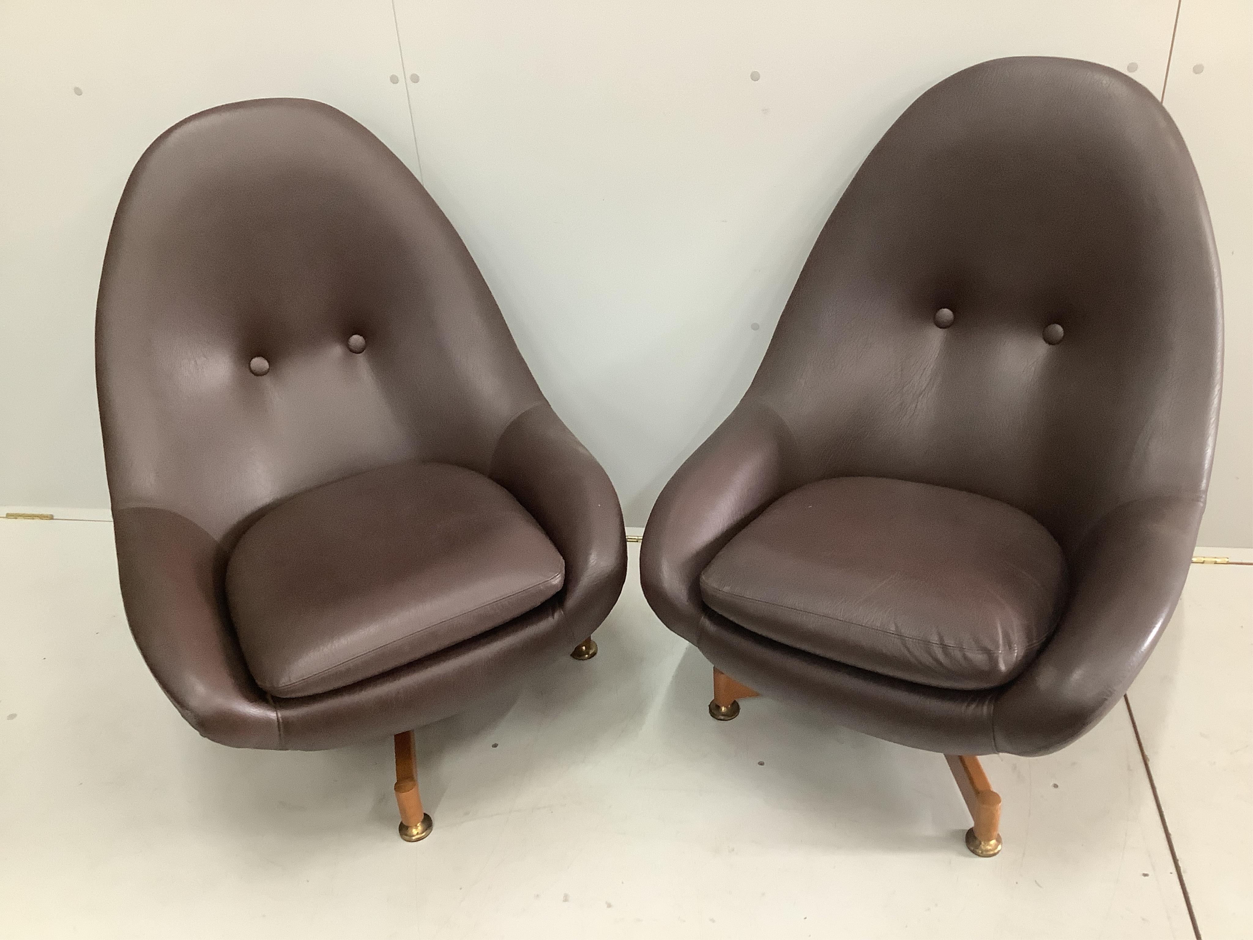 A Greaves & Thomas three piece leatherette suite, settee width 180cm, depth 66cm, height 88cm. Condition - good